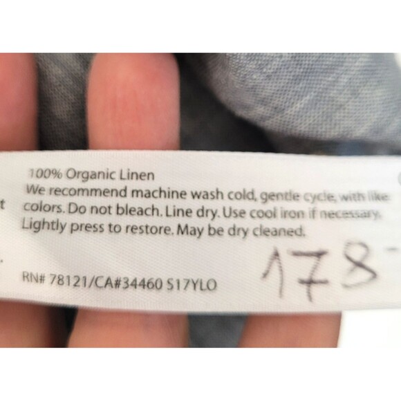 Eileen Fisher Petite Small 100% Organic Linen Gray Short Sleeve Top Raw Hem Boxy - Picture 5 of 6